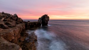 Превью обои скала, камни, море, вода, природа