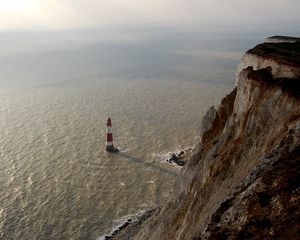 Превью обои скала, маяк, высота, мель