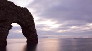 Превью обои скала, море, арка, горизонт, пейзаж