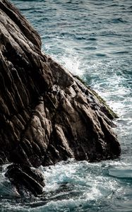 Превью обои скала, море, брызги, пена
