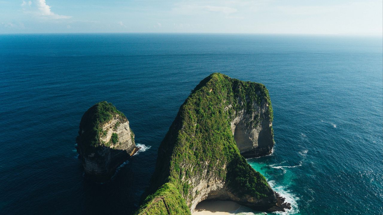 Обои скала, остров, океан, пляж, индонезия