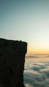 Превью обои скала, пара, облака, закат, природа