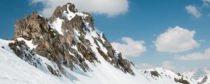 Превью обои скала, рельеф, зима, снег, пейзаж