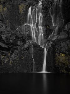 Превью обои скала, водопад, вода, природа