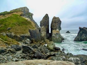 Превью обои скалы, берег, камни, море, природа