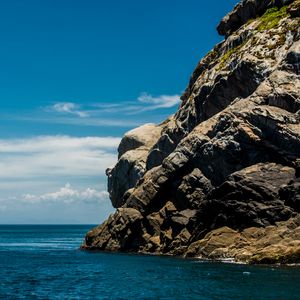 Превью обои скалы, берег, море, горизонт