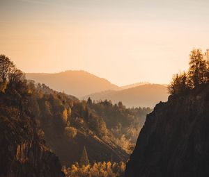 Превью обои скалы, деревья, горы, холмы