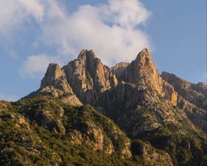 Превью обои скалы, деревья, природа, пейзаж, рельеф