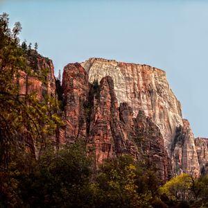 Превью обои скалы, деревья, рельеф, природа