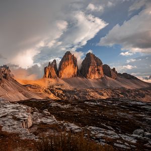 Превью обои скалы, горы, каменный, небо, облака