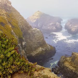 Превью обои скалы, горы, море, птицы, пейзаж