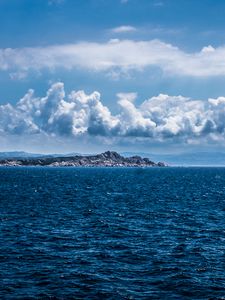 Превью обои скалы, горы, море, горизонт, небо