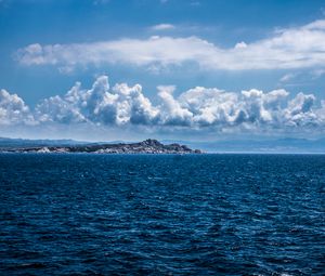 Превью обои скалы, горы, море, горизонт, небо