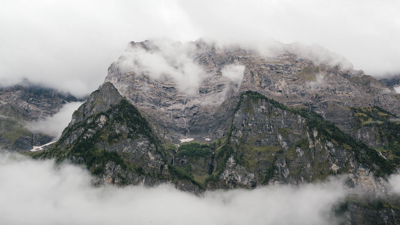 Обои скалы, горы, туман, вершины
