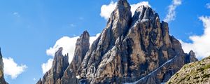 Превью обои скалы, горы, заснеженный, небо