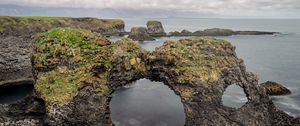 Превью обои скалы, камни, арка, море, облака