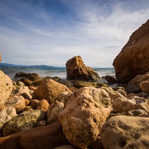 Превью обои скалы, камни, берег, море, природа