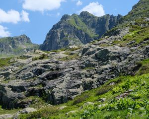 Превью обои скалы, камни, горы, склон, природа