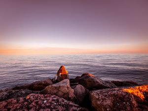 Превью обои скалы, камни, каменный, горизонт, море