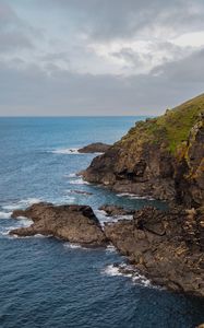 Превью обои скалы, камни, море, пена, пейзаж
