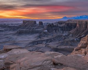 Превью обои скалы, каньон, рельеф, природа, рассвет