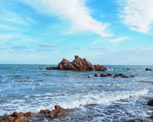 Превью обои скалы, море, берег, прибой