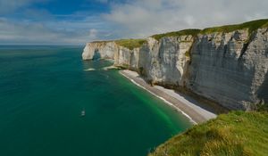 Превью обои скалы, море, берег, утес, пляж, океан, природа