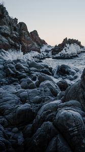 Превью обои скалы, море, лед, вода, природа