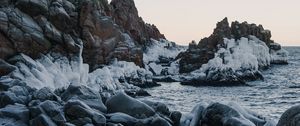 Превью обои скалы, море, лед, вода, природа