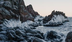 Превью обои скалы, море, лед, вода, природа