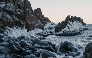 Превью обои скалы, море, лед, вода, природа