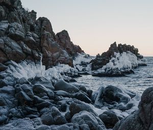 Превью обои скалы, море, лед, вода, природа