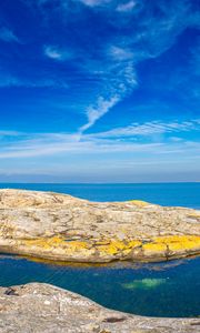 Превью обои скалы, море, облака, небо, швеция