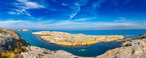 Превью обои скалы, море, облака, небо, природа, швеция