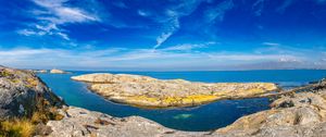Превью обои скалы, море, облака, небо, природа, швеция