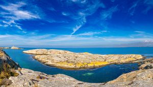 Превью обои скалы, море, облака, небо, природа, швеция