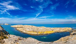 Превью обои скалы, море, облака, небо, природа, швеция