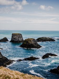 Превью обои скалы, море, пейзаж, природа, небо