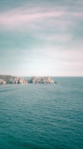 Превью обои скалы, море, побережье, горизонт, небо