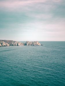 Превью обои скалы, море, побережье, горизонт, небо