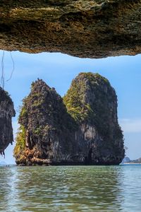 Превью обои скалы, море, трава, вид, природа