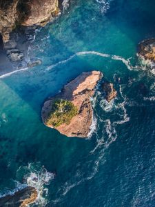 Превью обои скалы, море, вид сверху, вода, волны