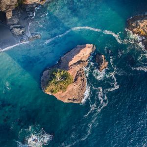 Превью обои скалы, море, вид сверху, вода, волны