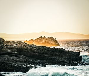 Превью обои скалы, море, вода, туман