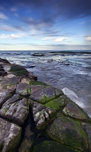 Превью обои скалы, море, вода, горизонт, небо