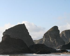 Превью обои скалы, море, вода, волны, камни