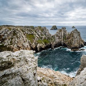 Превью обои скалы, море, вода, волны, пейзаж