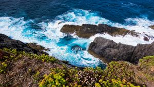 Превью обои скалы, море, волны, пена, природа