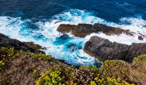 Превью обои скалы, море, волны, пена, природа