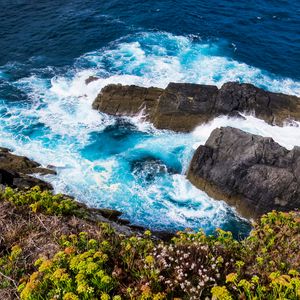 Превью обои скалы, море, волны, пена, природа